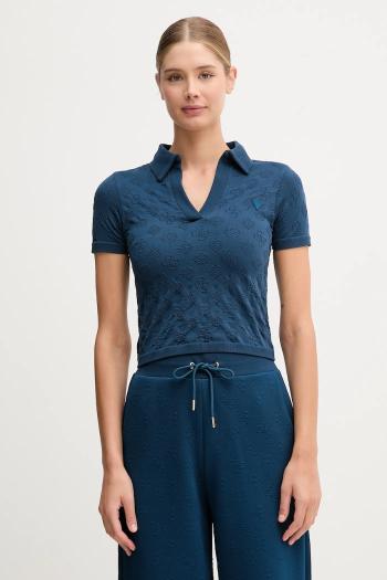 Polo tričko Guess PEONY dámske, modrá farba, V5YP10 Z3OA0