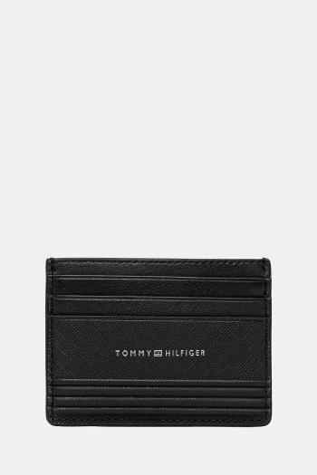 Kožené puzdro na karty Tommy Hilfiger čierna farba, AM0AM13257