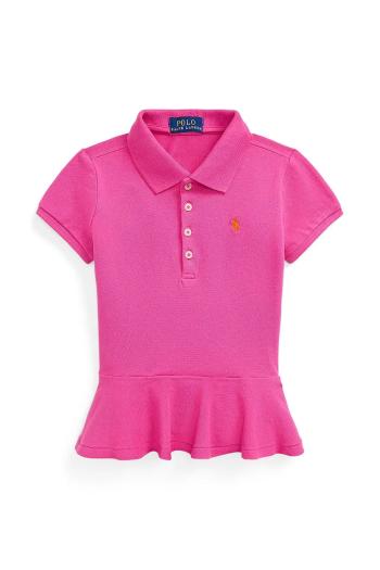Detské bavlnené tričko Polo Ralph Lauren ružová farba, s golierom, 312957156001