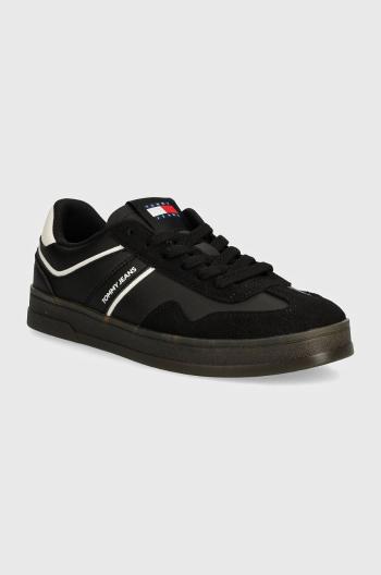 Tenisky Tommy Jeans TJW COURT čierna farba, EN0EN02552