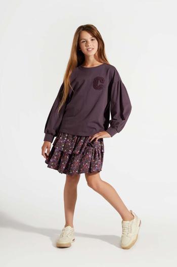 Dievčenská sukňa Coccodrillo fialová farba, mini, áčkový strih, ACADEMY GIRL JUNIOR
