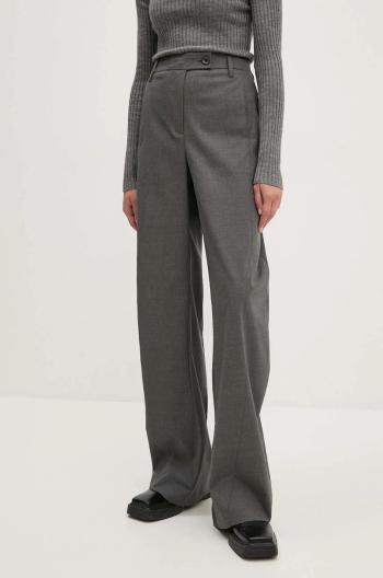 Tepláky s prímesou vlny Remain Curved Leg Pants šedá farba, rovné, vysoký pás, 5018991959