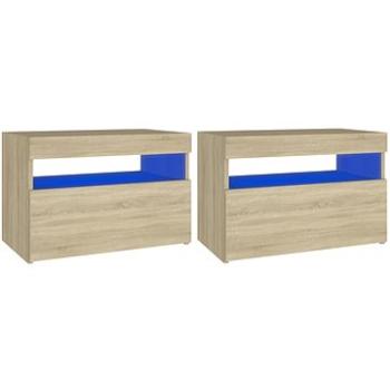 SHUMEE Nočné stolíky s LED osvetlením 2 ks dub sonoma 60 × 35 × 40cm, 3082781
