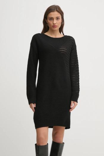 Šaty s prímesou vlny Sisley čierna farba, mini, oversize, 1076MV00W