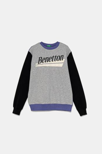 Detská mikina United Colors of Benetton šedá farba, vzorovaná, 3EB5C10KS