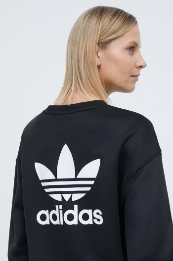 Mikina adidas Originals Trefoil Crew dámska, čierna farba, s nášivkou, IU2410