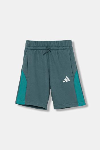 Detské krátke nohavice adidas zelená farba, s potlačou, nastaviteľný pás JM1626