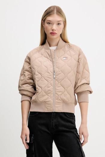 Bunda Tommy Jeans béžová farba, prechodná, DW0DW21631