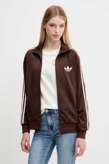 Mikina adidas Originals Firebird hnedá farba, s nášivkou, KH1593