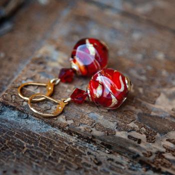 Lampglas Náušnice s 24-karátovým zlatom v perlách Lampglas Cherry Temptation ERO26