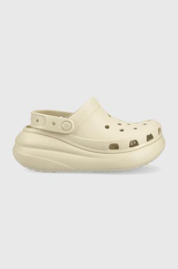 Šľapky Crocs Classic Crush Clog dámske, béžová farba, na platforme, 207521
