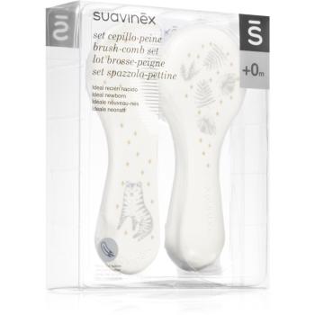 Suavinex Tigers Brush-comb Set sada pre deti od narodenia Grey 2 ks