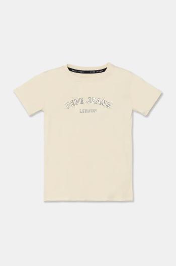 Detské bavlnené tričko Pepe Jeans ALDRIDGE béžová farba, s potlačou, PB503918
