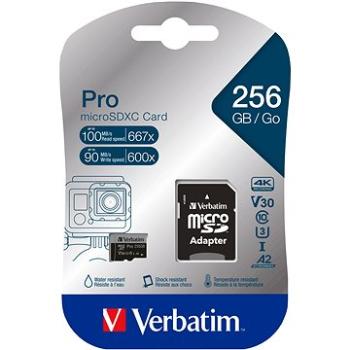 Verbatim MicroSDXC 256 GB Pro + SD adaptér (47045)
