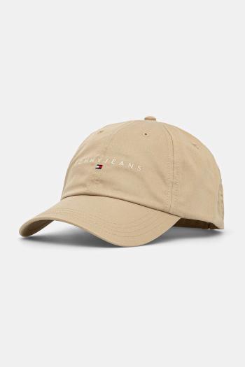 Bavlnená šiltovka Tommy Jeans 0 béžová farba, s nášivkou, AM0AM12958
