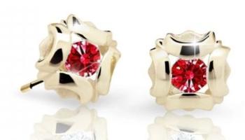 Cutie Jewellery Slušivé detské náušnice zo žltého zlata C2216-30-X-1 červená