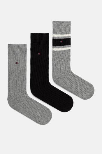 Ponožky Tommy Hilfiger 3-pak pánske, šedá farba, 101013215