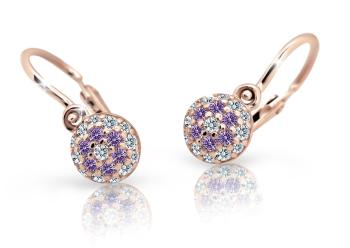 Cutie Jewellery Detské náušnice z ružového zlata C2150-10-X-4 fialová