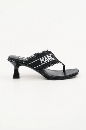 Šľapky Karl Lagerfeld PANACHE II dámske, čierna farba, na podpätku, KL30104