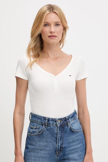 Tričko Tommy Jeans dámske, biela farba, DW0DW20902