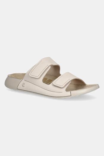 Nubukové šľapky Ecco Cozmo 2-Strap dámske, béžová farba, 206823-02378