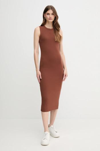 Šaty Calvin Klein Jeans hnedá farba, midi, priliehavé, LV047C240G