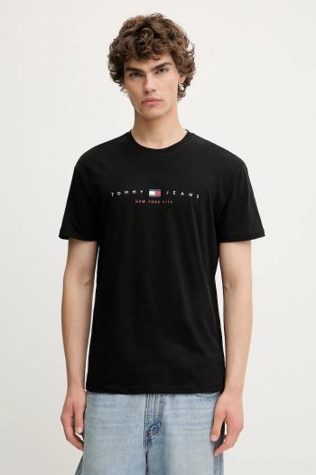 Bavlnené tričko Tommy Jeans pánske, čierna farba, s potlačou, DM0DM21911