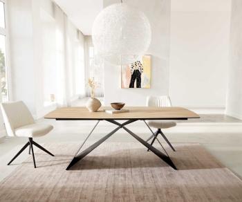 Jedálenský stôl Edge oválny 200x100 keramický Laminam® Sabbia podnož