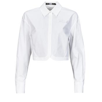 Karl Lagerfeld  crop poplin shirt  Košele a blúzky Biela