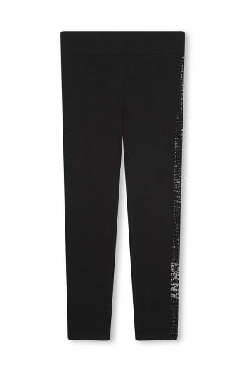Detské legíny Dkny čierna farba, s nášivkou, D60224