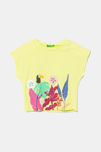 Detské bavlnené tričko United Colors of Benetton zelená farba, 3I1XG10JH
