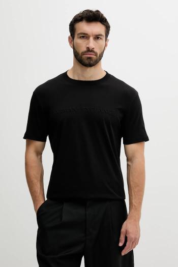 Bavlnené tričko Armani Exchange pánske, čierna farba, s nášivkou, XM000554 AF10356