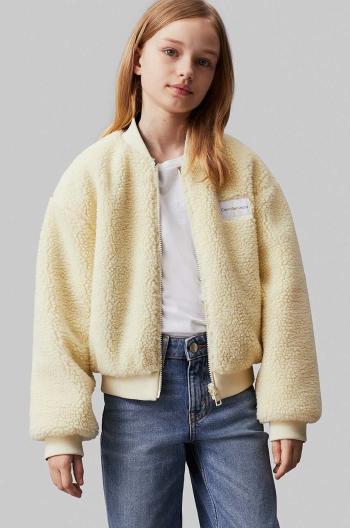 Detská obojstranná bunda Calvin Klein Jeans béžová farba, IG0IG02588
