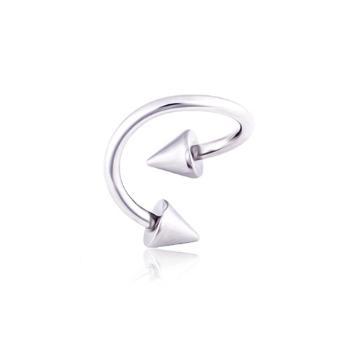 Oceľový piercing do obočia twist s hrotmi - Rozmer: 1,6 mm x 10 mm x 4x4 mm