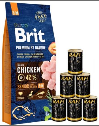 BRIT Premium By Nature Senior Small Medium S+M 15 kg + conserve 6x1240 g