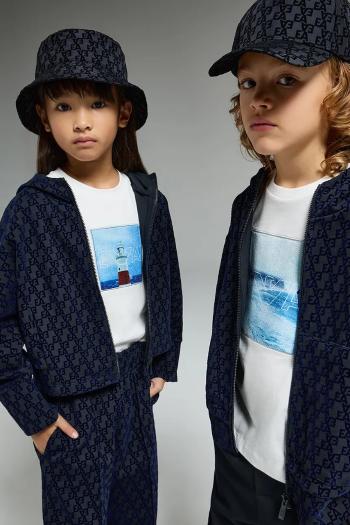 Detská mikina Emporio Armani tmavomodrá farba, s kapucňou, vzorovaná, EB000468 AF16154