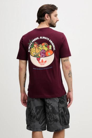 Bavlnené tričko adidas Originals Graphic Lo Ss T pánske, bordová farba, s potlačou, JW2976