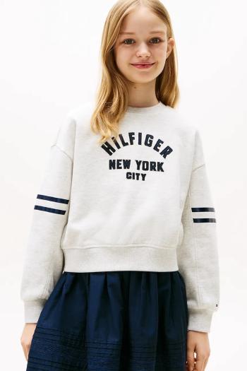 Mikina Tommy Hilfiger šedá farba, s potlačou, KG0KG08746