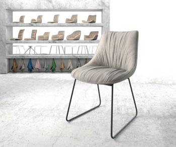 Jídelní židle Elda-Flex Stripes Light Grey Skid Frame Black
