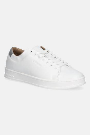 Kožené tenisky Calvin Klein PURE LOW LACEUP CUPSOLE HF LTH biela farba, HM0HM01859