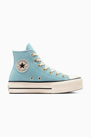 Semišové tenisky Converse Chuck Taylor All Star Lift tyrkysová farba, A13824C
