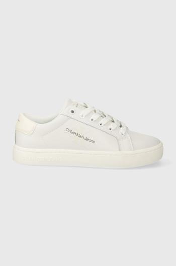 Kožené tenisky Calvin Klein Jeans CLASSIC CUPSOLE LACE UP biela farba, YW0YW01269,
