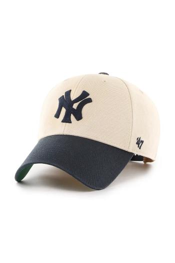 Bavlnená šiltovka 47 brand MLB New York Yankees biela farba, s nášivkou, B-FIRFD17HTP-SS