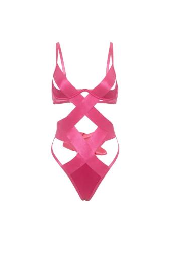 Fuchsiové strap body Lace
