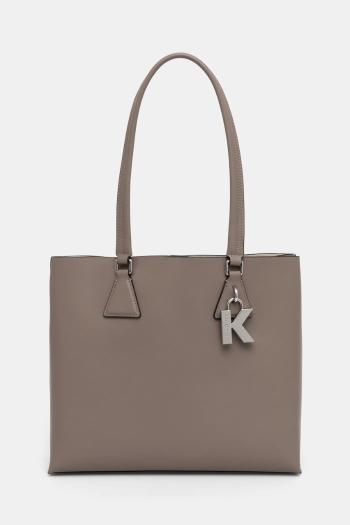 Kožená kabelka Karl Lagerfeld šedá farba, A1W30410