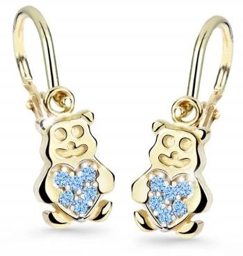 Cutie Jewellery Detské náušnice zo žltého zlata Medvedíky C2751-10-X-1 svetlo modrá