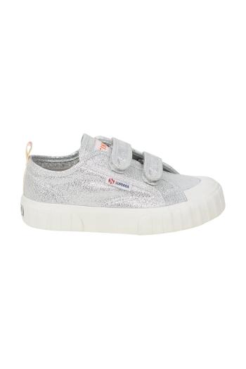 Detské tenisky Tinycottons METALLIC SNEAKERS X SUPERGA strieborná farba, SS25-911