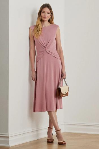 Šaty Lauren Ralph Lauren tmavomodrá farba, midi, áčkový strih, 250872090