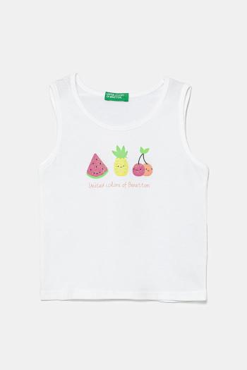Detský bavlnený top United Colors of Benetton biela farba, 3I1XGH012