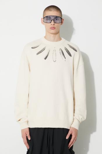 Bavlnený sveter Marcelo Burlon Aop Wind Feather béžová farba, teplý